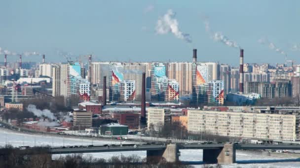 Petersburg Görünümünde Kış Zaman Atlamalı Havadan Görünümü — Stok video
