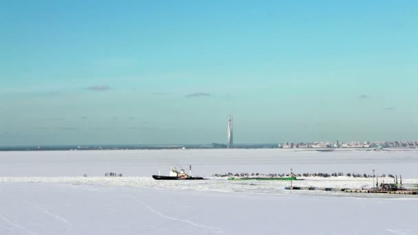 Icebreaker Goes Ice Field Gulf Finland Time Lapse — Stock Video
