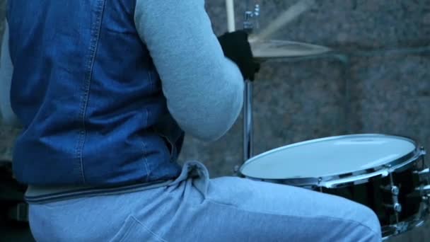 Rock Music Unrecognizable Street Musician Playing Guitar Slow Motion — Stock Video