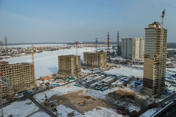 Invierno Sitio Construcción Vista Aérea —  Fotos de Stock