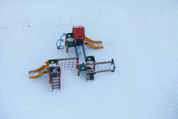 Kinderspielplatz Winterblick Von Oben — Stockfoto