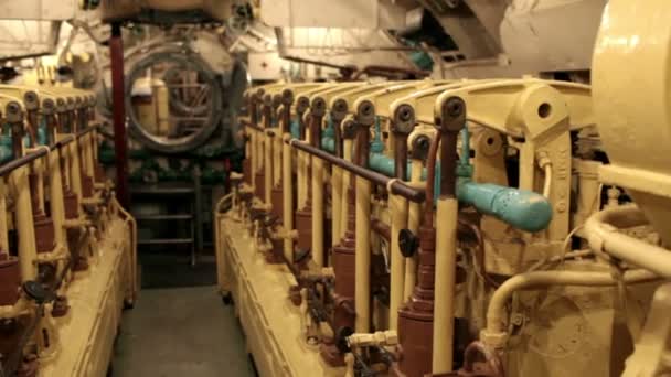 Submarine Engine Room Camera Motion — Stock Video