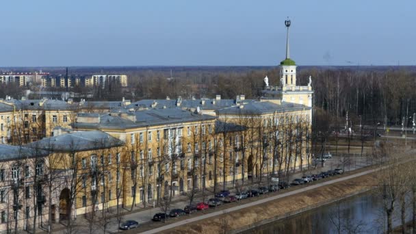 Sowjetische Architektur Petersburg Frühling Zeitraffer — Stockvideo