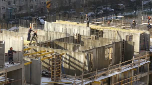 Encofrado Construcción Para Las Paredes Del Edificio Lapso Tiempo Vista — Vídeo de stock