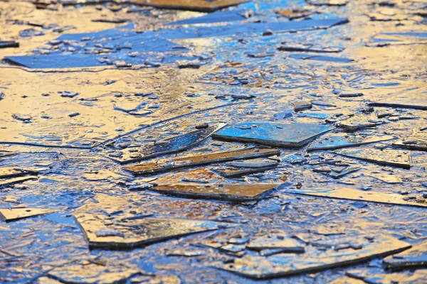 Blaues Und Goldenes Eis Abstrakter Winterhintergrund — Stockfoto