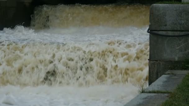 Spillway Hydroelectric Power Station Slow Motion — Stock Video