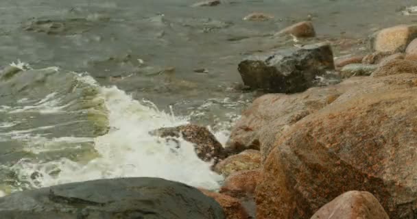 Dalgalar Kıyıya Yakın Kayalıklara Çarpıyor — Stok video