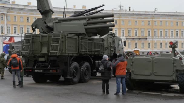 Saint Pétersbourg Russie Janvier 2020 Système Missiles Aériens Canons Carapace — Video
