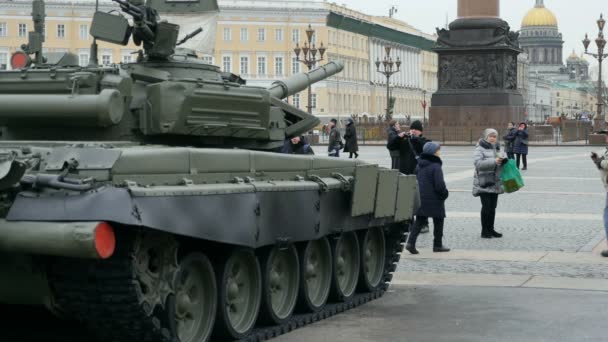 Санкт Петербург Росія Січня 2020 Фотографія Згадку Про Танк Палацовій — стокове відео