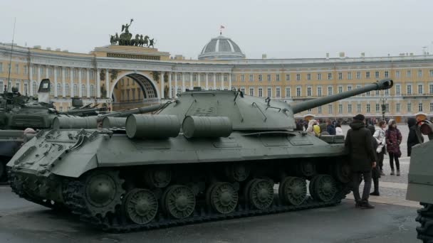 Petrohrad Rusko Ledna2020 Sovětský Těžký Tank Is5 Palácovém Náměstí Den — Stock video