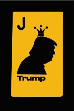 Joker Trump üst düzey koz kartı, Başkan Trump 'ın profili bir oyun kartında