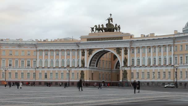 Petersburg Russia January 2020 페테르부르크를 관광하는 마리의 말이끄는 승리의 병거를 — 비디오