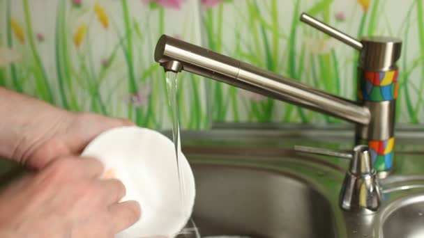 流しの中で食器を洗い — ストック動画