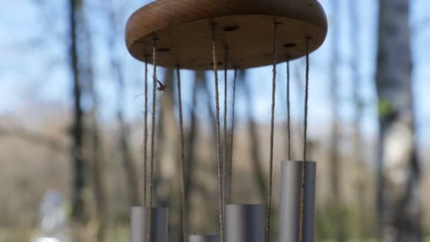 Hanging Bell Wind Chime Close — Stock Video
