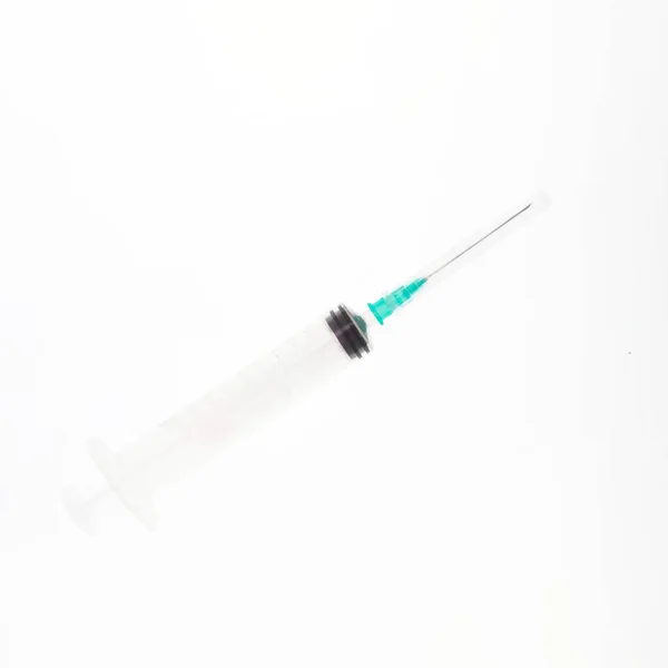 Stříkačka Injekční Jehlou Izolovaných Bílém Pozadí — Stock fotografie