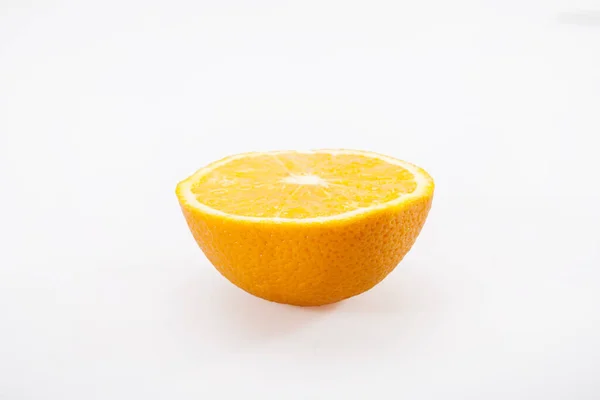Half Ripe Orange Closeup White Background — Stock Photo, Image