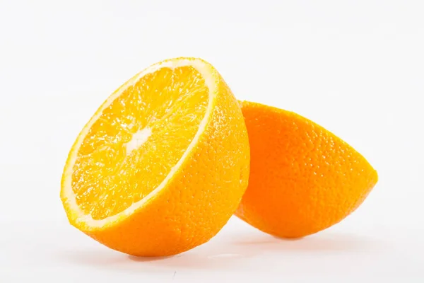 Two Parts Orange Closeup White Background — Stock Photo, Image