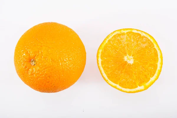 Orange Half Ripe Oranges Close White Background — Stock Photo, Image