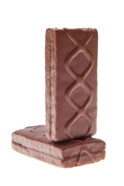 Biscuit Chocolat Fond Blanc Blanc Pour Texte — Photo