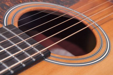 Klasik gitar telleri kapanıyor. Gitar parçaları