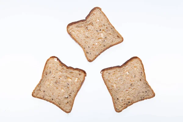 Set Aus Drei Scheiben Frischem Brot Für Den Toast Auf — Stockfoto