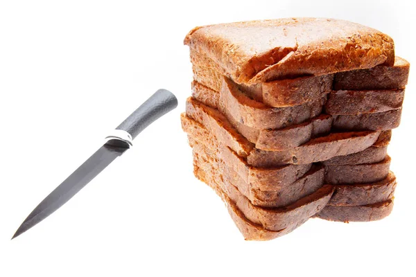 Frisch Gebackenes Brot Morgen Und Der Weiße Hintergrund — Stockfoto