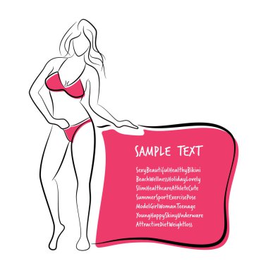 Seksi ve sağlıklı Bikini kız tüm vücut poz bikini.