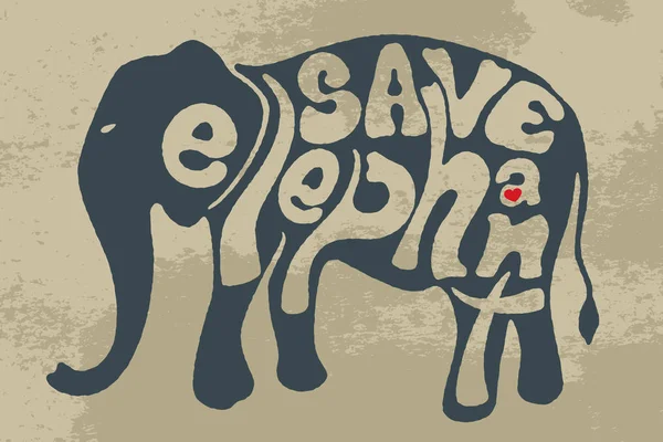 Salvar elefante salvar la vida silvestre . — Archivo Imágenes Vectoriales