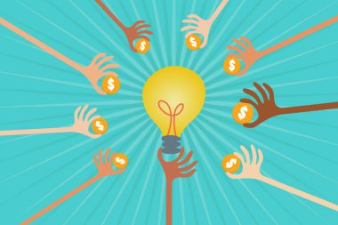 Crowdfunding ve iş yatırımcı kavramı.
