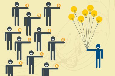 Crowdfunding ve iş yatırımcı kavramı.