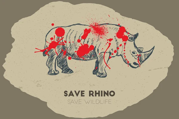Mentse a rhino. Vadon élő állatok mentése. — Stock Vector