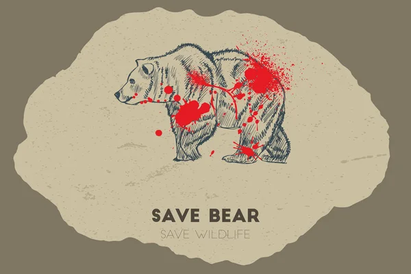 Sauvez l'ours. Sauver la faune . — Image vectorielle