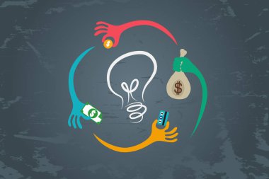 Crowdfunding ve iş yatırım kavramı.