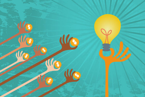 Crowdfunding and business investment concept.