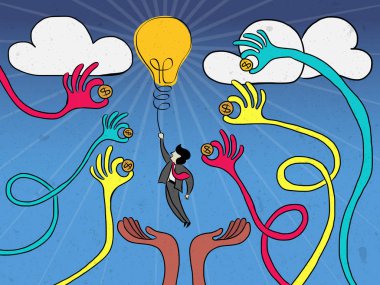 Crowdfunding ve iş yatırım kavramı.