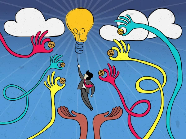 Crowdfunding ve iş yatırım kavramı.