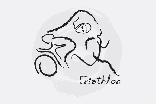 Triatlon. Lineáris sorban grafikus. — Stock Vector