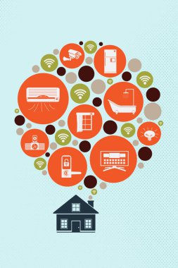 Internet şeyler ve akıllı ev kavramı.