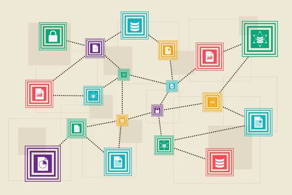 Blockchain とデータベースの概念. — ストックベクタ