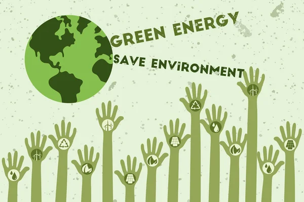 Milieu en groene energieconcept opslaan. — Stockvector