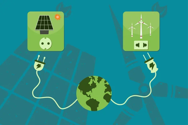 Milieu en groene energieconcept opslaan. — Stockvector