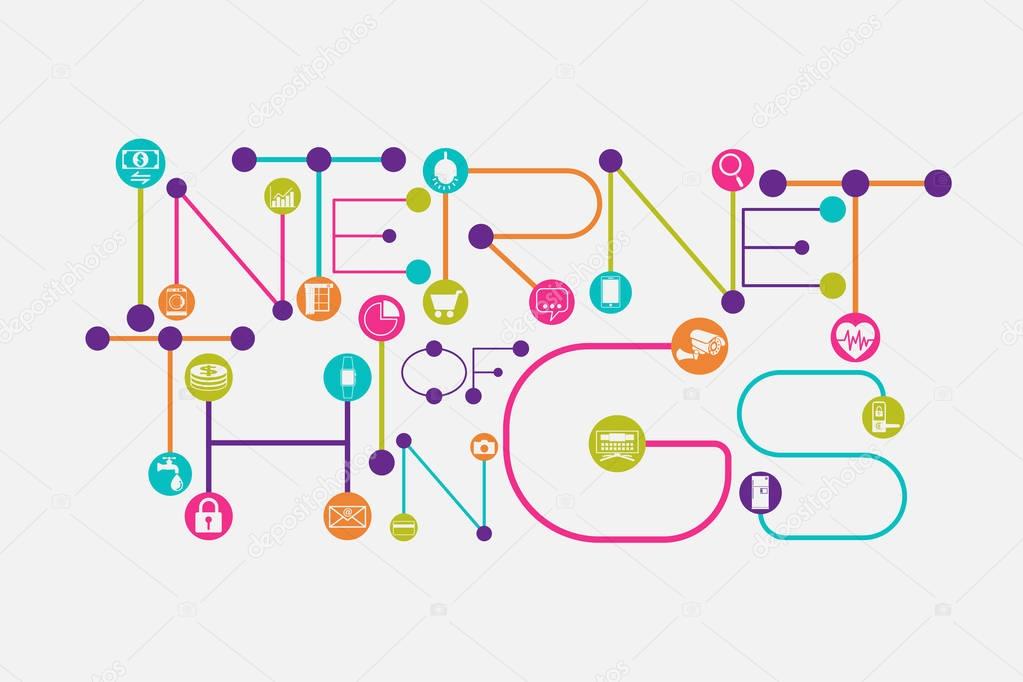 Internet of Things concept using dot and connecting line font style.