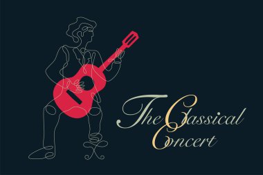 Klasik Gitar gitarist olarak basit çizim çizgi grafikle.