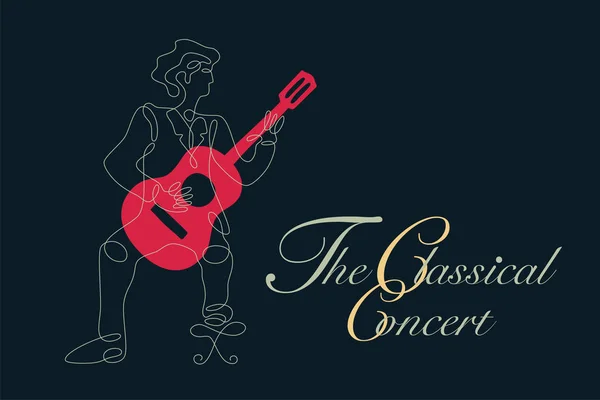 Klasik Gitar gitarist olarak basit çizim çizgi grafikle.