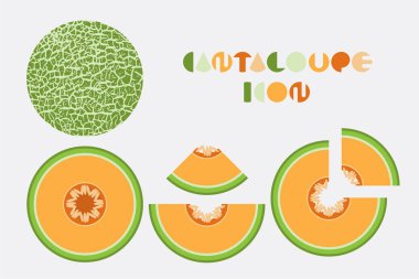 Dairesel şekil tasarımı ile kavun ve karpuz Grafik Icon set.