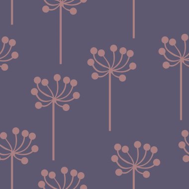 Mor bir arka plan üzerinde stilize bitki