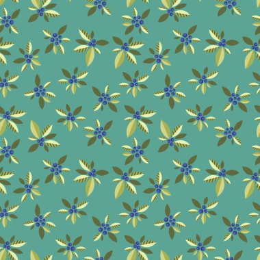 Yeşil bir arka plan üzerinde stilize mavi çilek