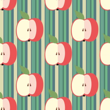 Dekoratif sorunsuz arka plan çizgileri ve elma