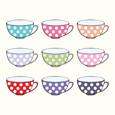 Stilize renkli Kupası. Vektör set