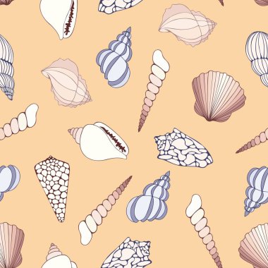 Deniz kabuklarını. Sorunsuz vektör desen tasarımı için